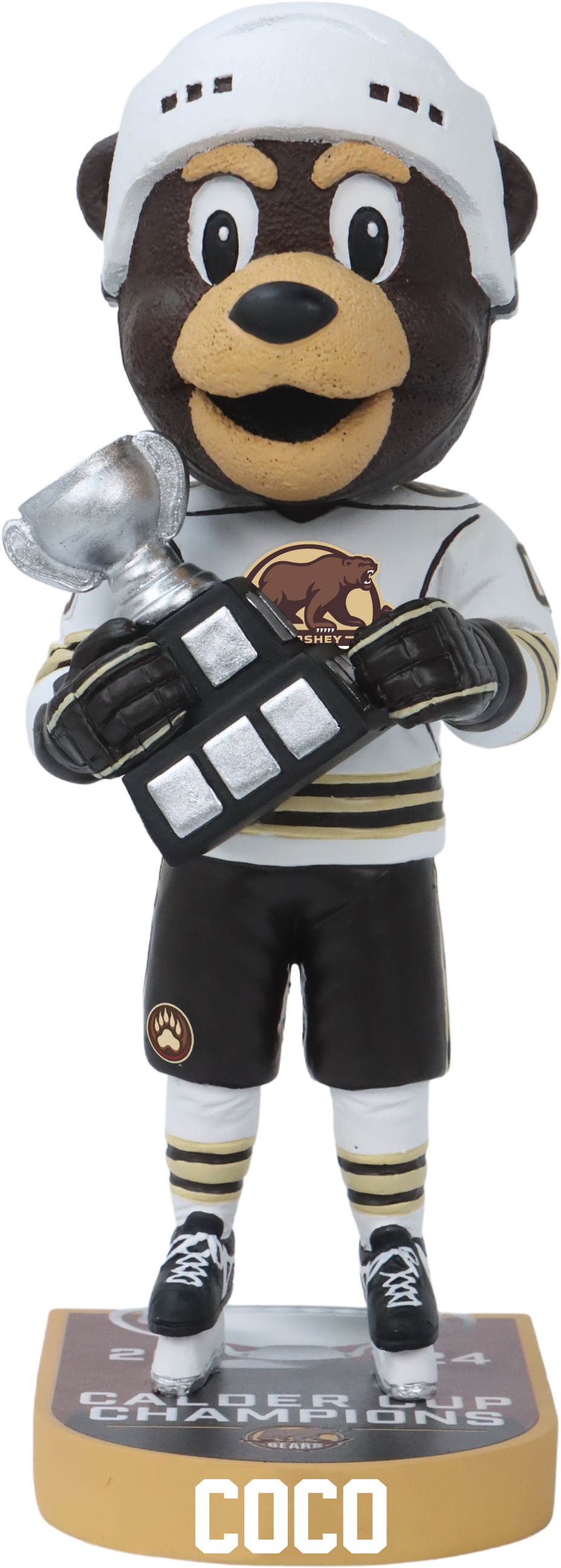 Coco The Bear Hershey Bears 2024 Calder Cup Champions White Jersey Bobblehead