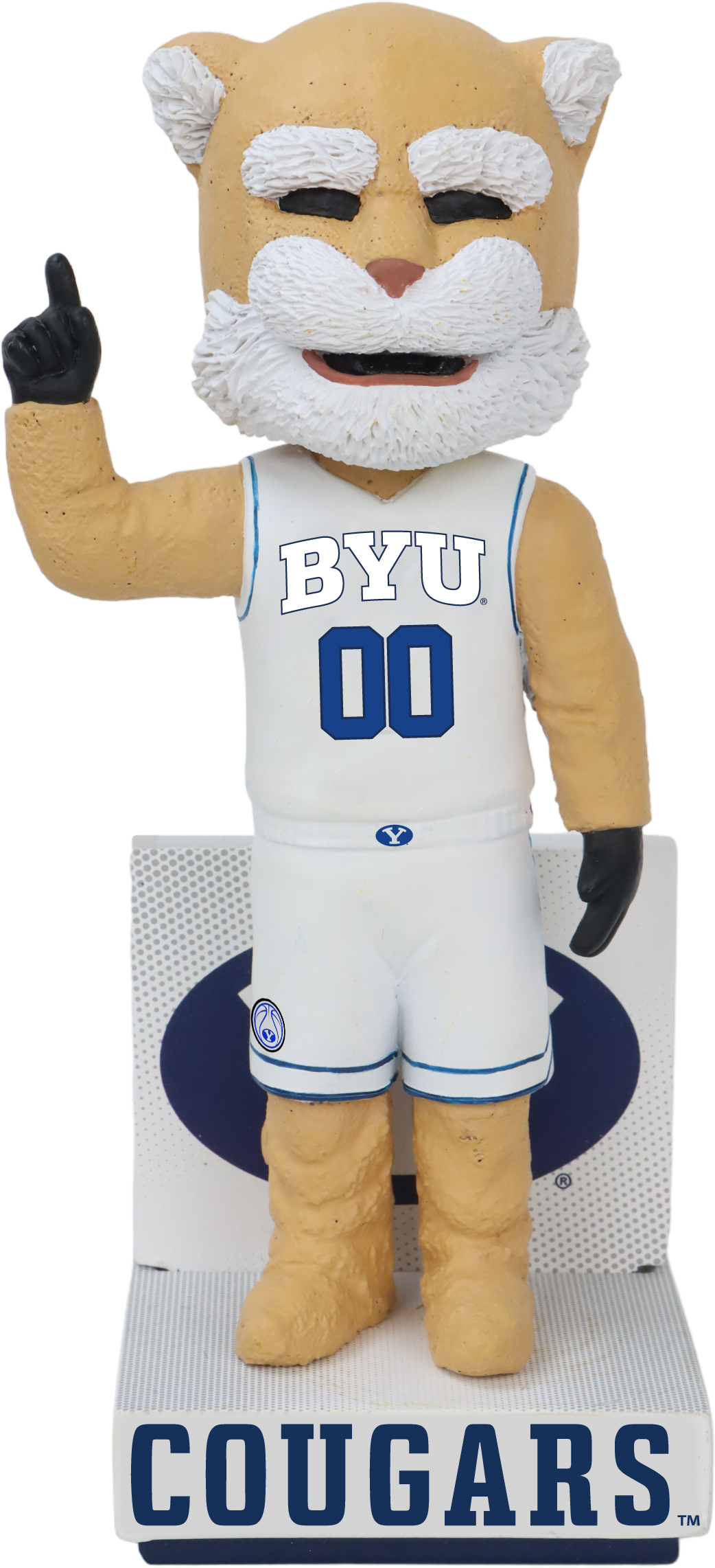 BYU Mascot White Basketball Jersey Bobblehead