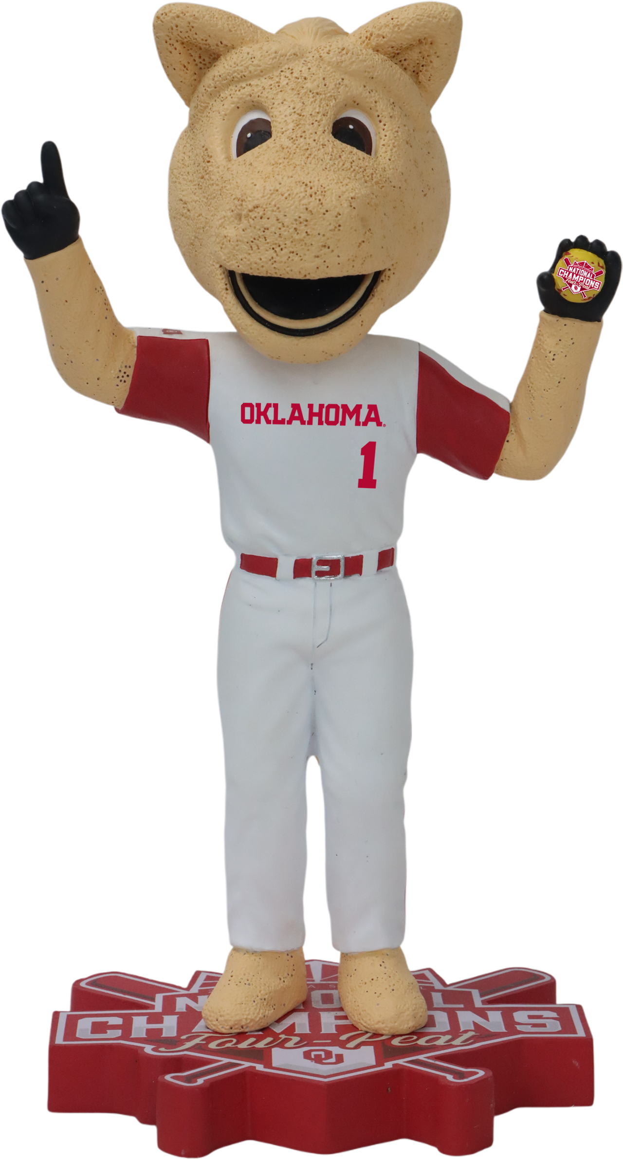 Oklahoma 2024 Softball Champions White Jersey Bobblehead