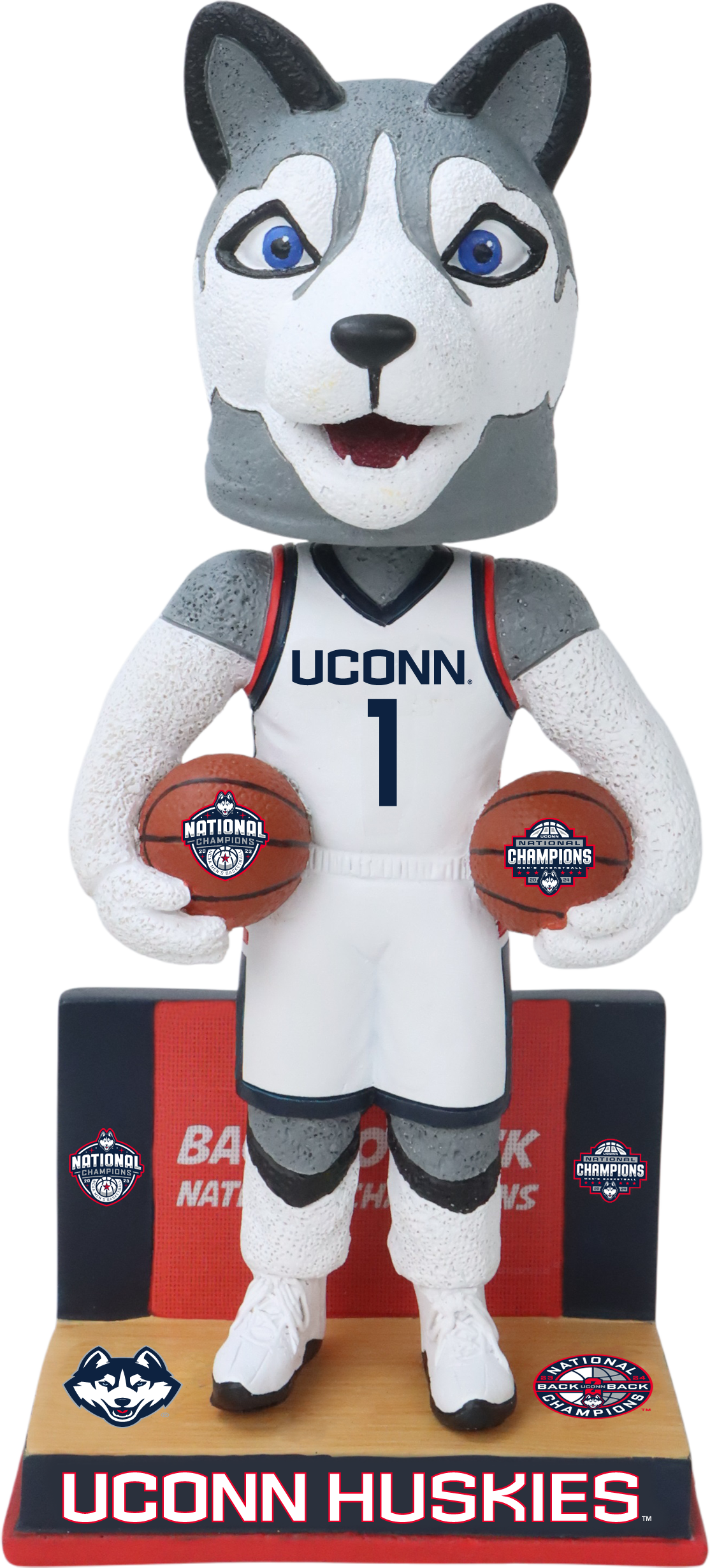 Jonathan The Husky UConn Huskies Men's Basketball Back To Back Champs Bobblehead