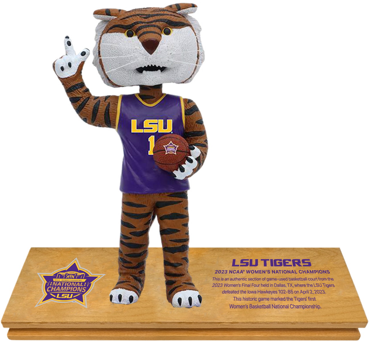 LSU Tigers 2023 Women's Basketball Game Used Championship Court Bobblehead