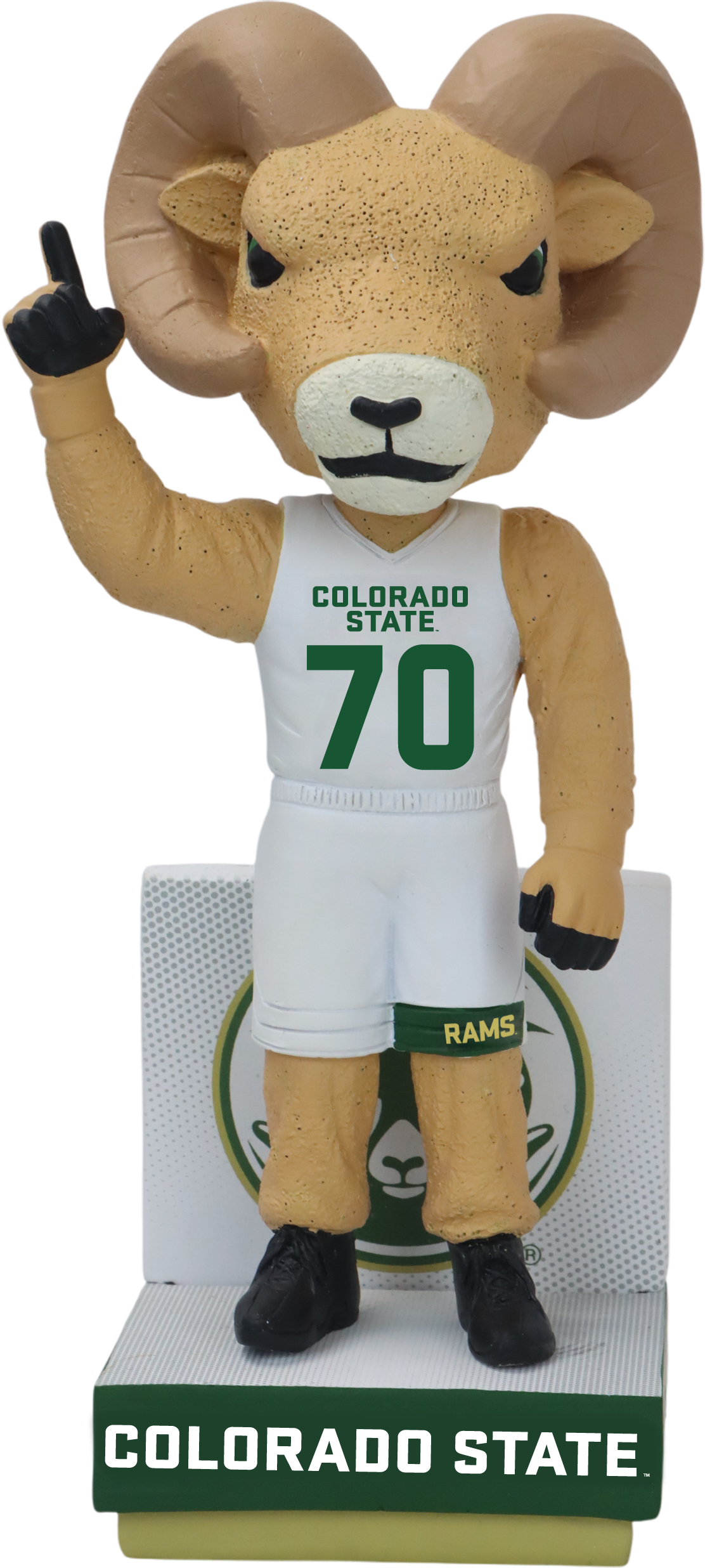 Colorado State Mascot White Basketball Jersey Bobblehead
