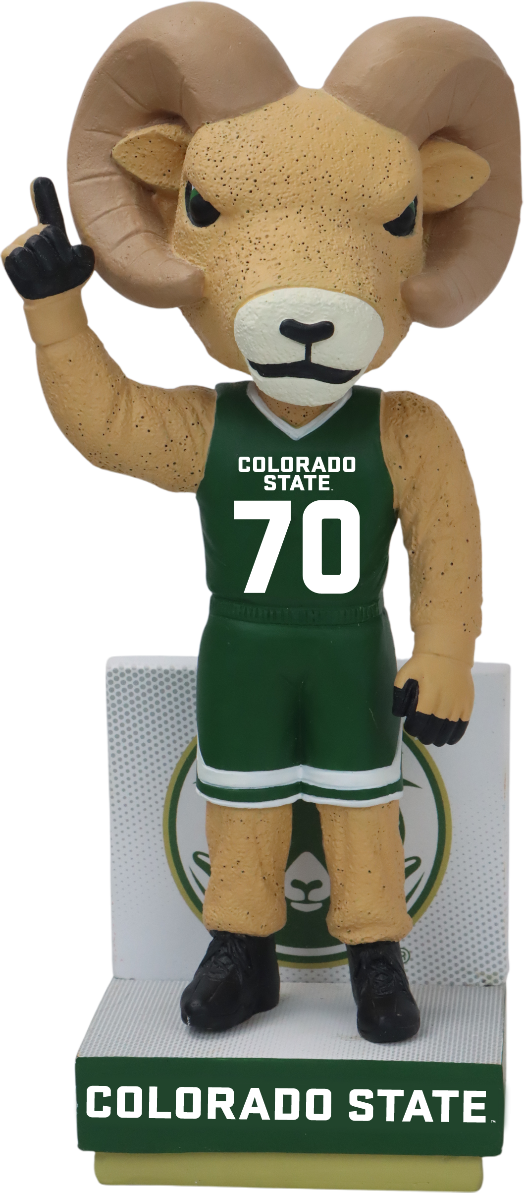 Colorado State Mascot Green Basketball Jersey Bobblehead