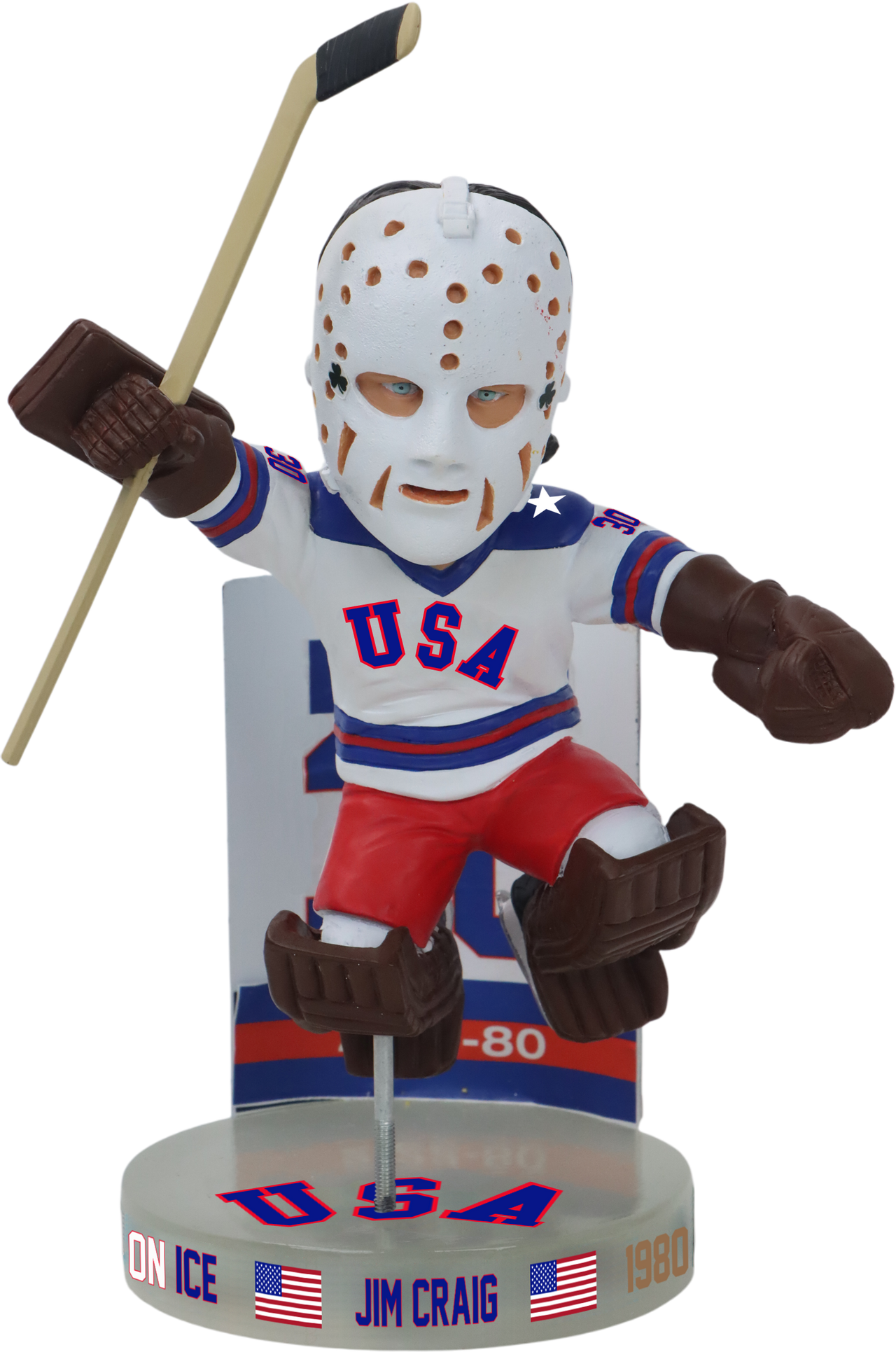 Jim Craig Team USA 1980 Gold Medal White Jersey Bobblehead Hockey