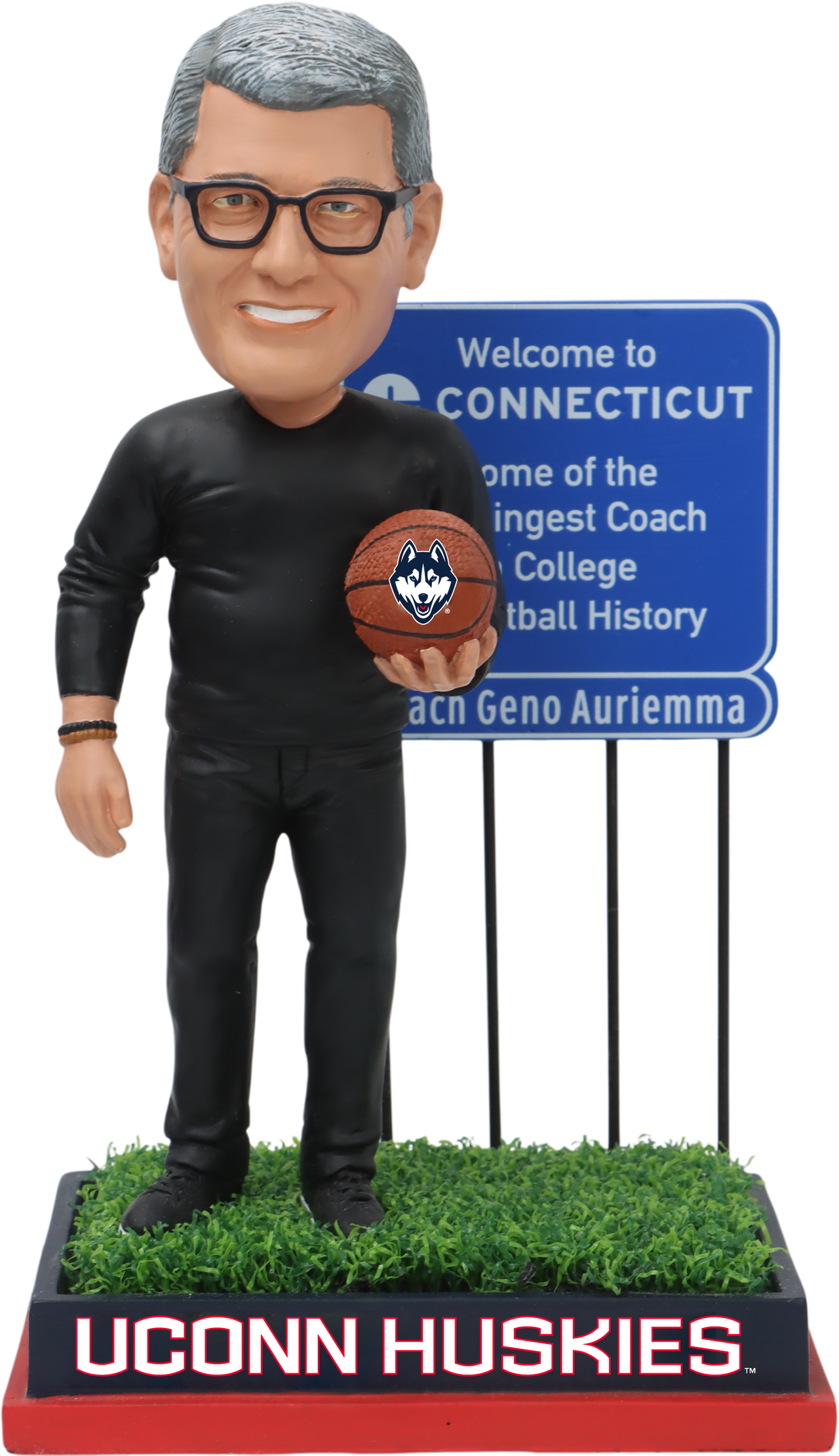UConn Coach Geno Highway Sign Bobblehead