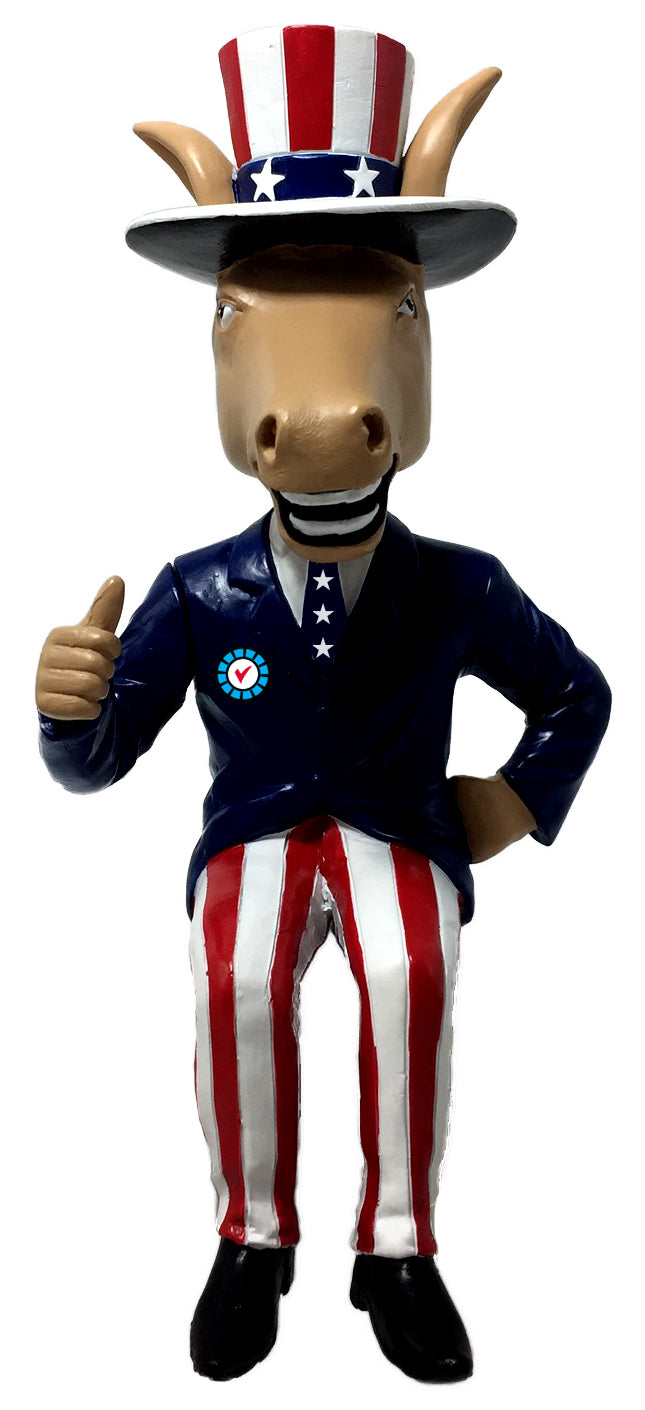 Democratic Donkey Mantle Mates Sitting Patriotic United States USA Bobblehead