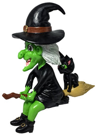 Thumbnail for Halloween Witch Mantle Mates Sitting Double Bobblehead with Cat