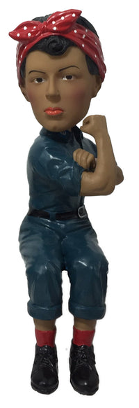 Thumbnail for Rosie The Riveter - Dark Skin Mantle Mates Sitting Patriotic USA Bobblehead