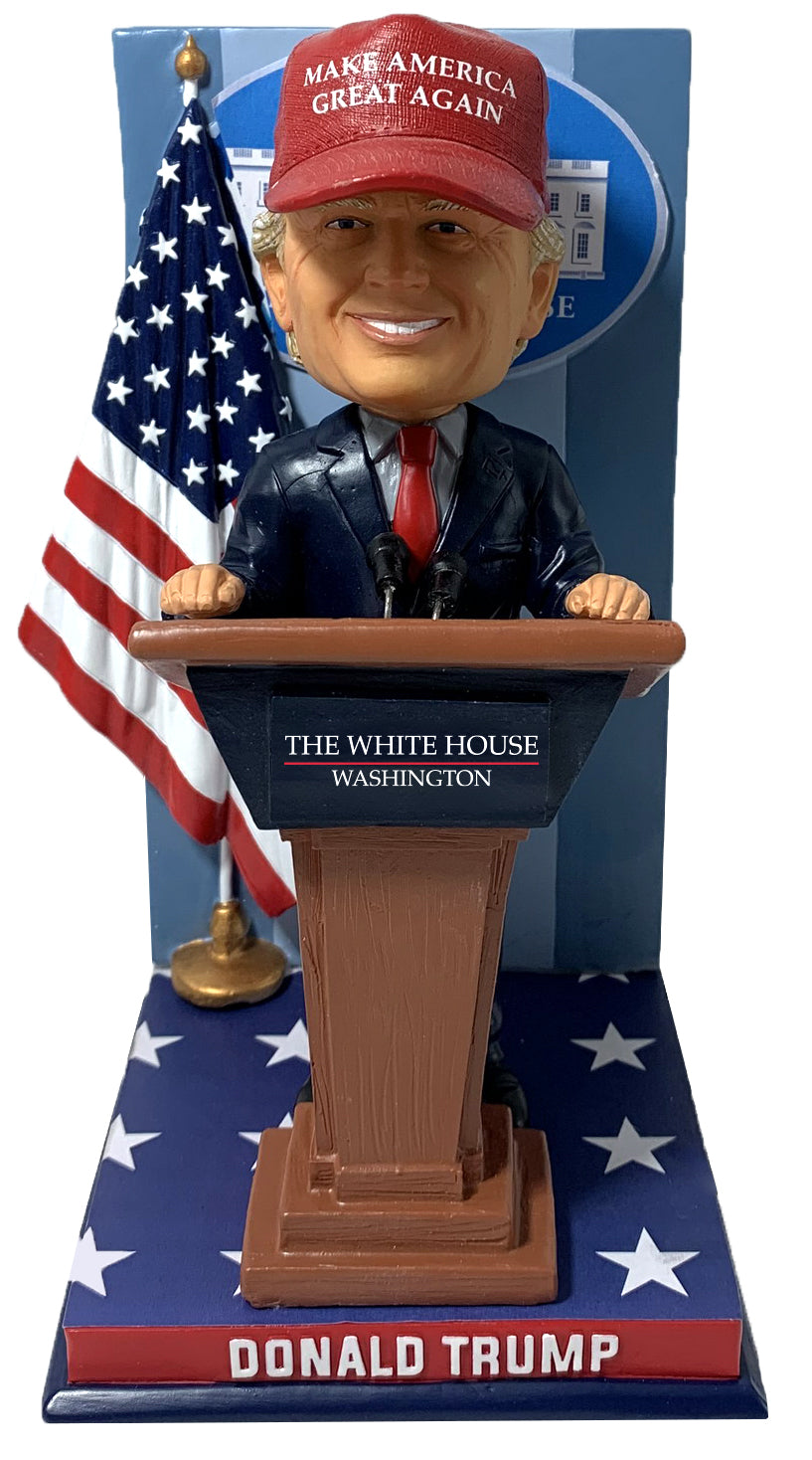 Donald Trump White House Podium MAGA Hat Bobblehead