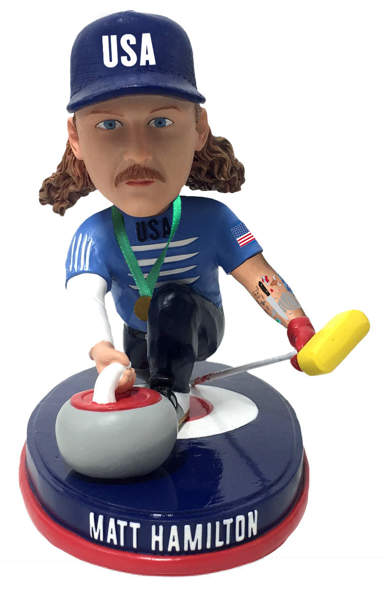 Matt Hamilton Curling Olympics Team USA 2022 Long Hair Bobblehead