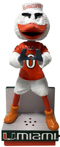 Thumbnail for Sebastian The Ibis Miami Hurricanes Orange Jersey Bobblehead NCAA College