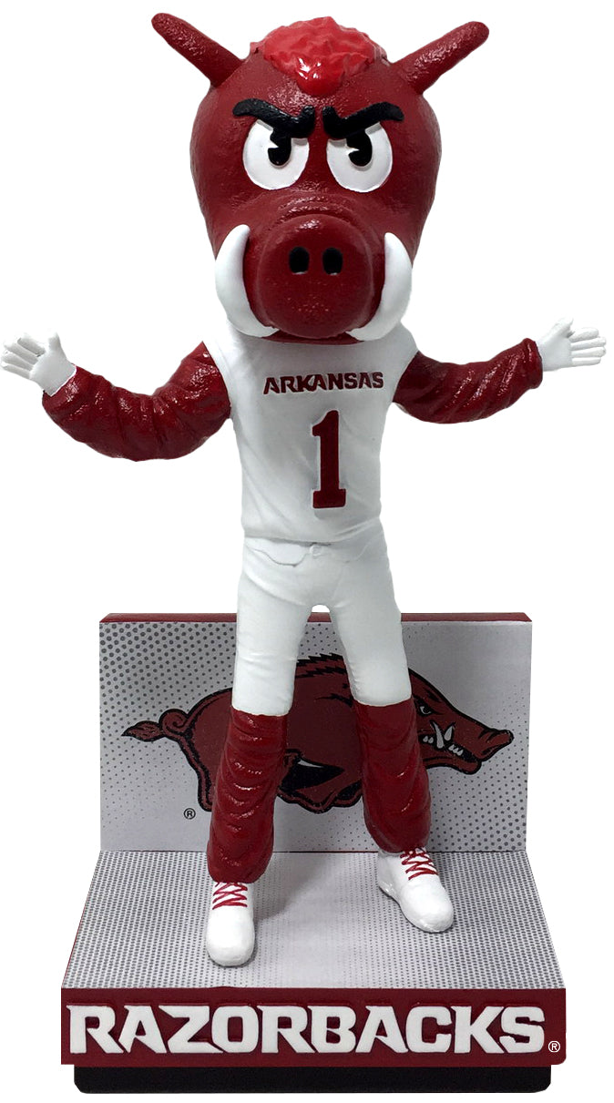 Big Red Arkansas Razorbacks White Jersey Bobblehead NCAA College