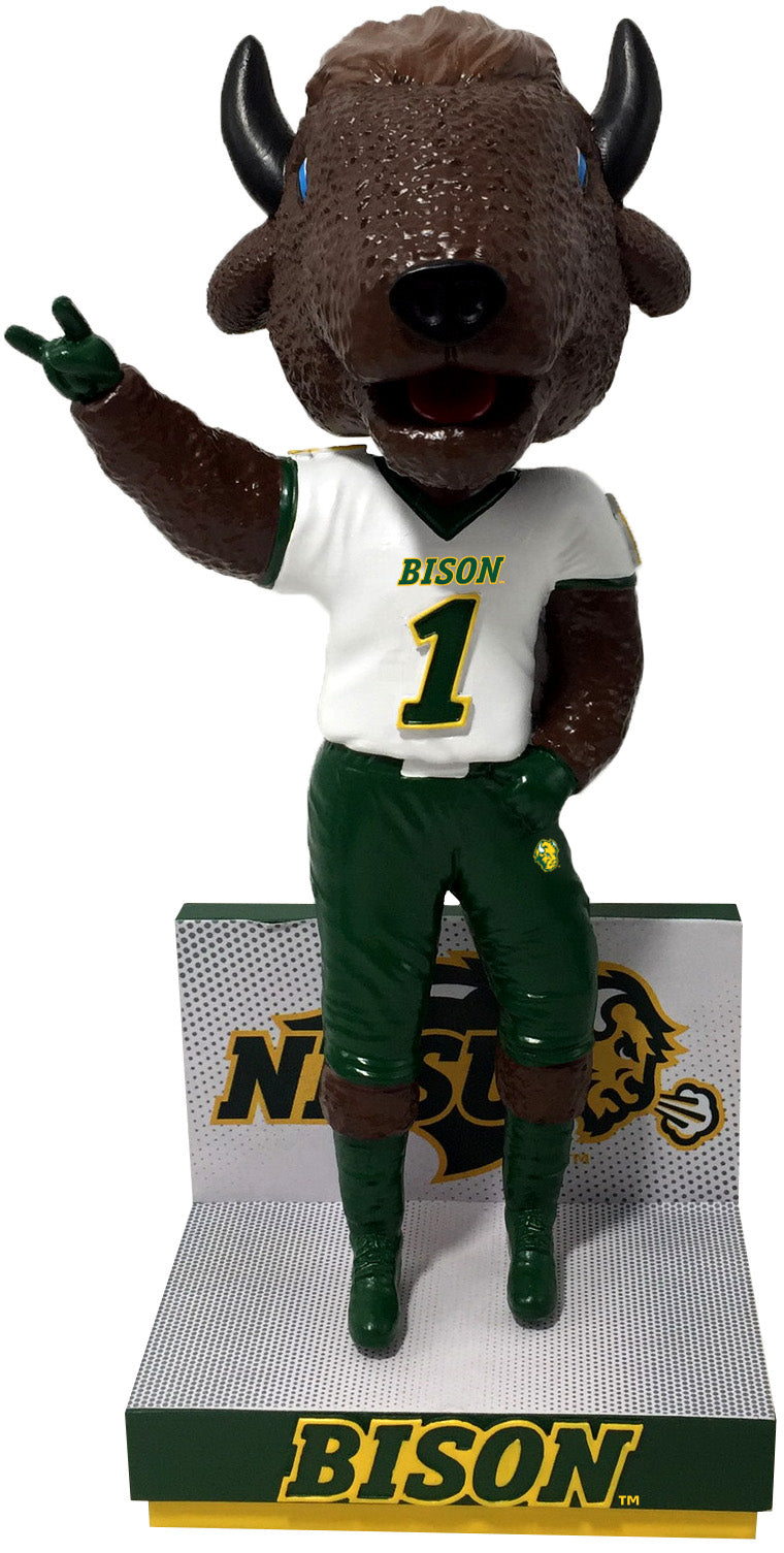 Thundar North Dakota State Bison White Jersey Bobblehead NCAA College