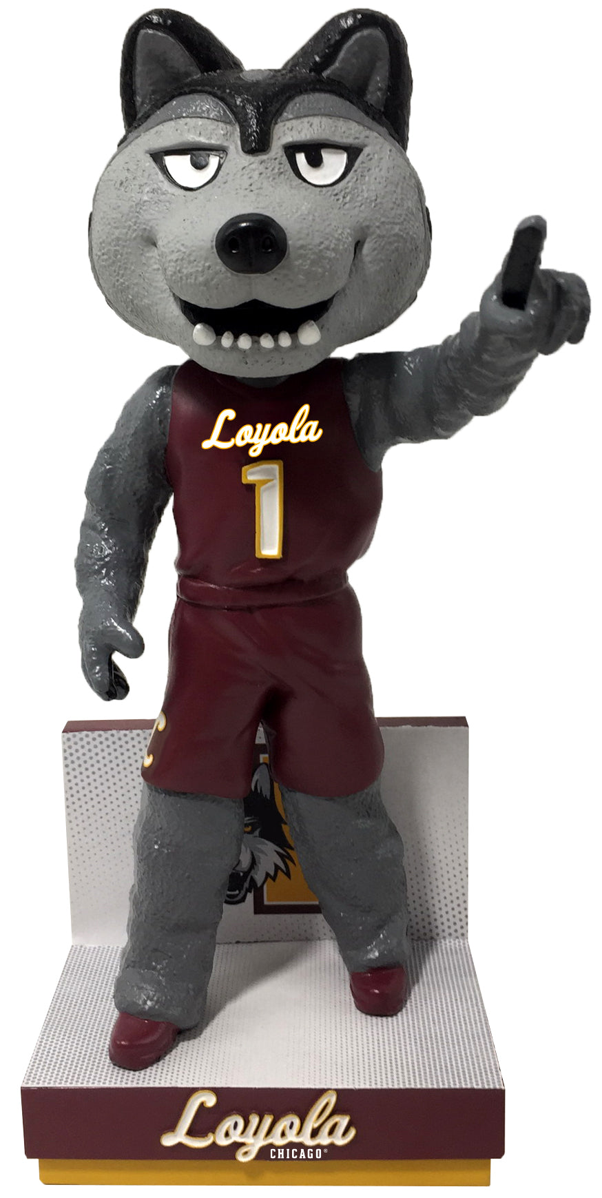 LU Wolf Loyola Chicago Ramblers Maroon Jersey Bobblehead NCAA College