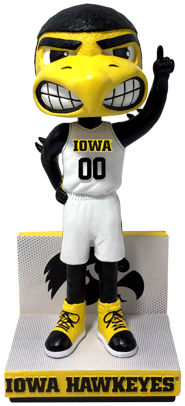 Herky The Hawk Iowa Hawkeyes Basketball White Jersey Bobblehead NCAA College