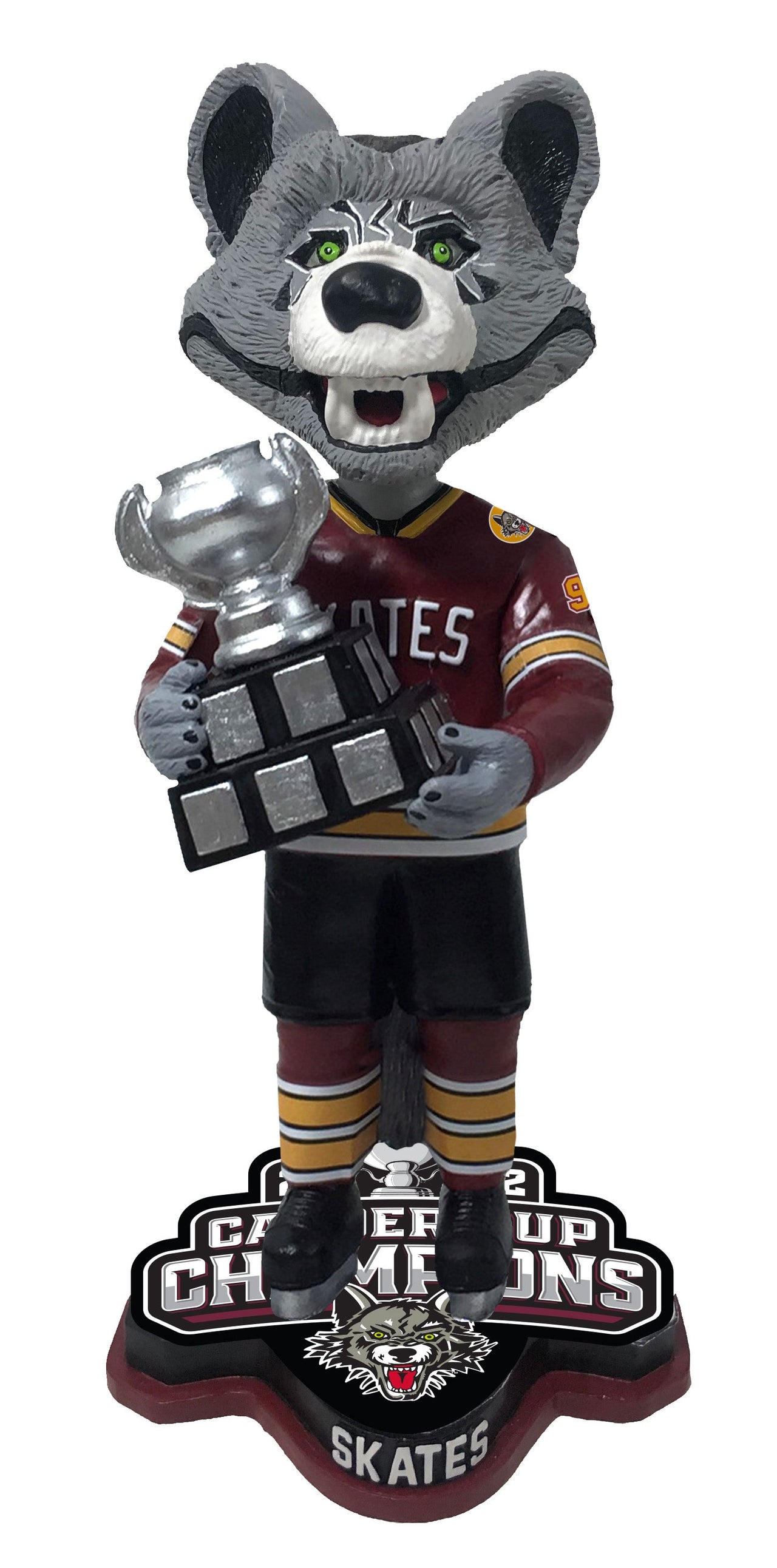 Skates Chicago Wolves 2022 AHL Champions Maroon Jersey Bobblehead