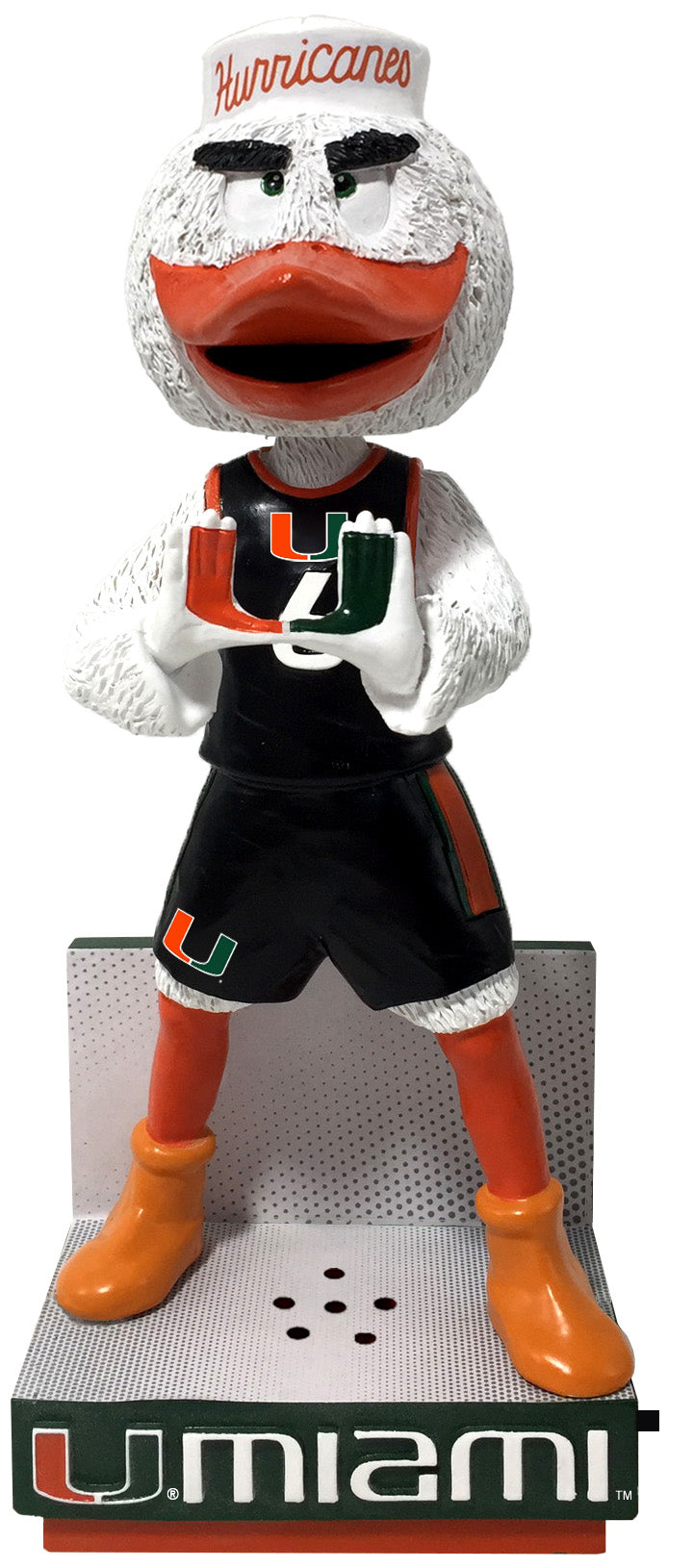 Sebastian The Ibis Miami Hurricanes Basketball Black Jersey Bobblehead NCAA