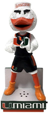 Thumbnail for Sebastian The Ibis Miami Hurricanes Basketball Black Jersey Bobblehead NCAA