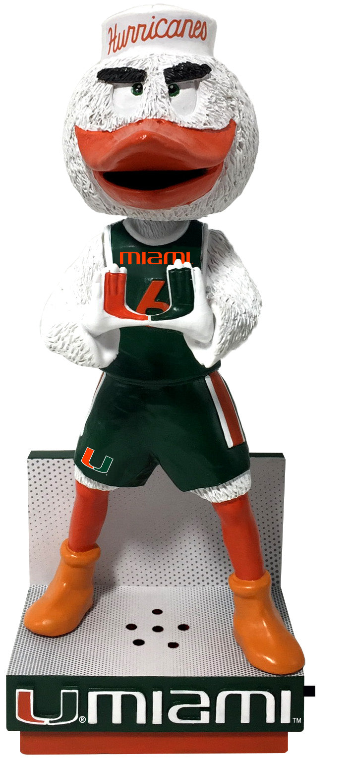 Sebastian The Ibis Miami Hurricanes Basketball Green Jersey Bobblehead NCAA