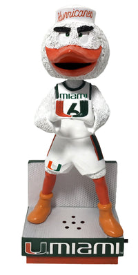 Thumbnail for Sebastian The Ibis Miami Hurricanes Basketball White Jersey Bobblehead NCAA