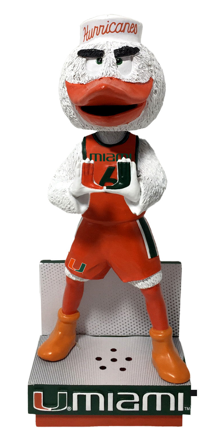 Sebastian The Ibis Miami Hurricanes Basketball Orange Jersey Bobblehead NCAA