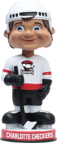 Thumbnail for Charlotte Checkers Vintage White Jersey Bobblehead AHL Hockey