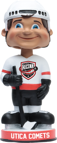 Thumbnail for Utica Comets Vintage White Jersey Bobblehead AHL Hockey
