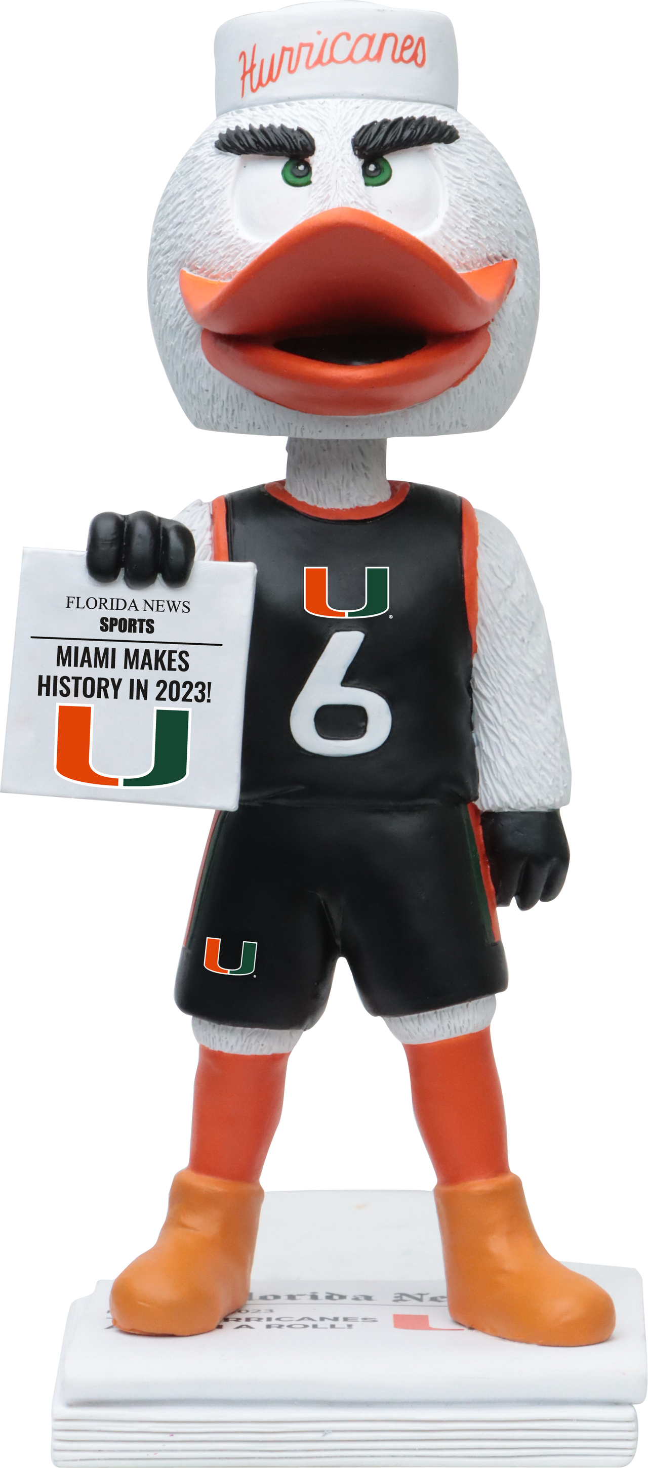 Sebastian The Ibis Miami Hurricanes 2023 Final Four Bobblehead NCAA College