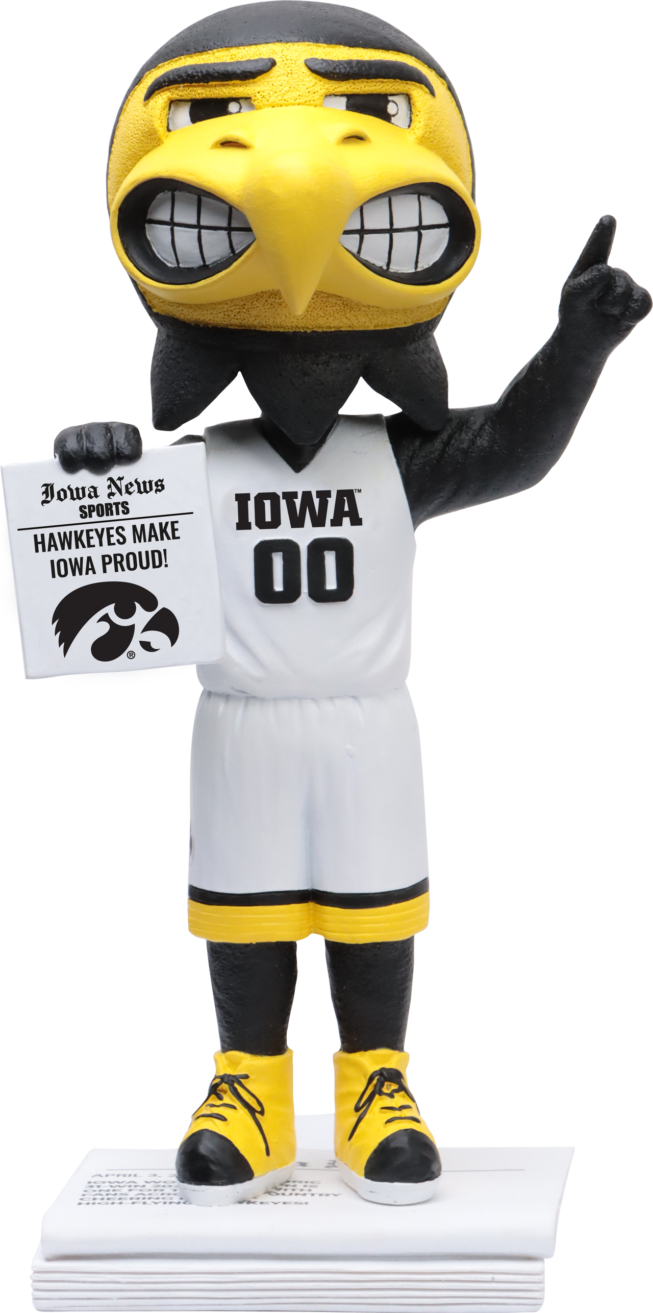 Herky Iowa Hawkeyes 2022-23 Commemorative Season White Jersey Bobblehead NCAA