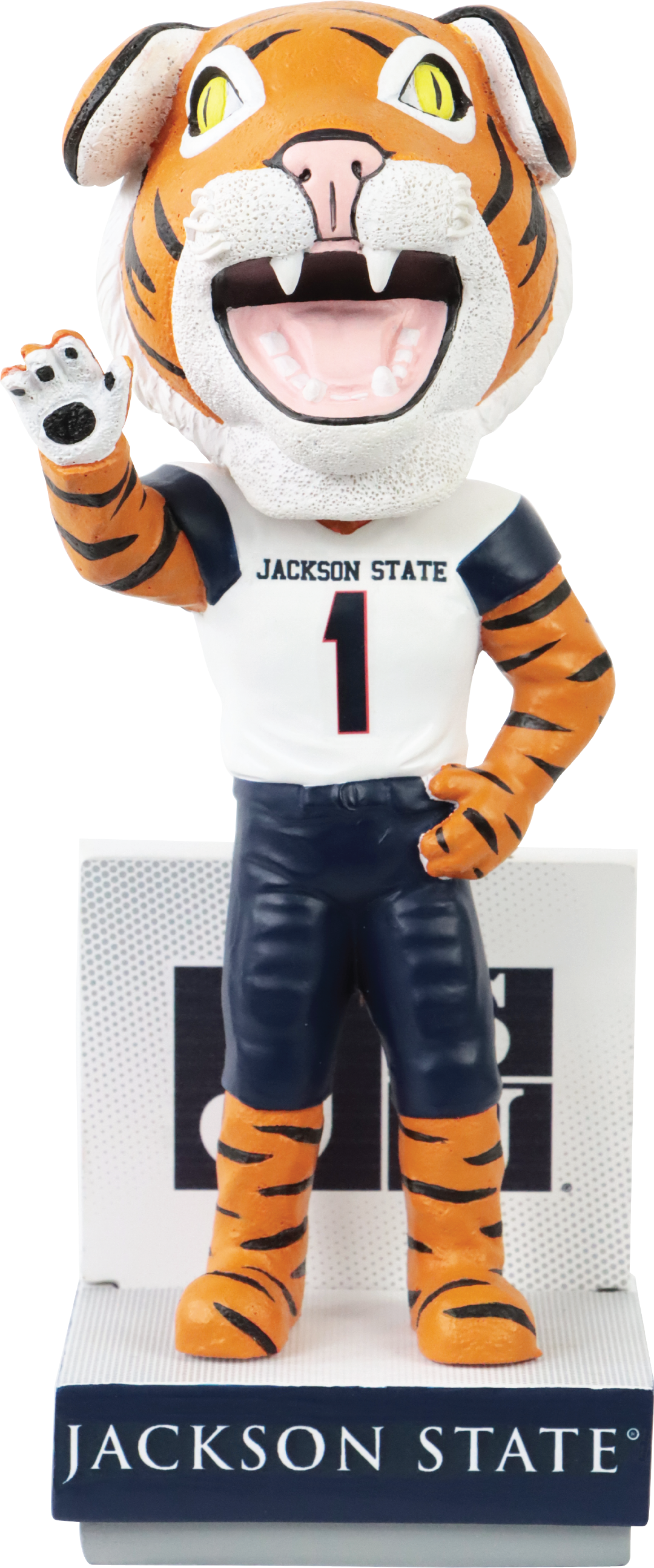 Wavee Dave Jackson State Tigers White Jersey HBCU Bobblehead NCAA College