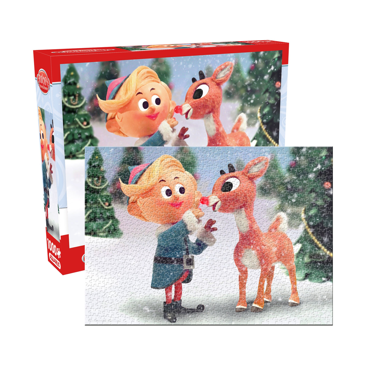 Rudolph 1000 Piece Glitter Snow Jigsaw Puzzle – 3 PC PPK