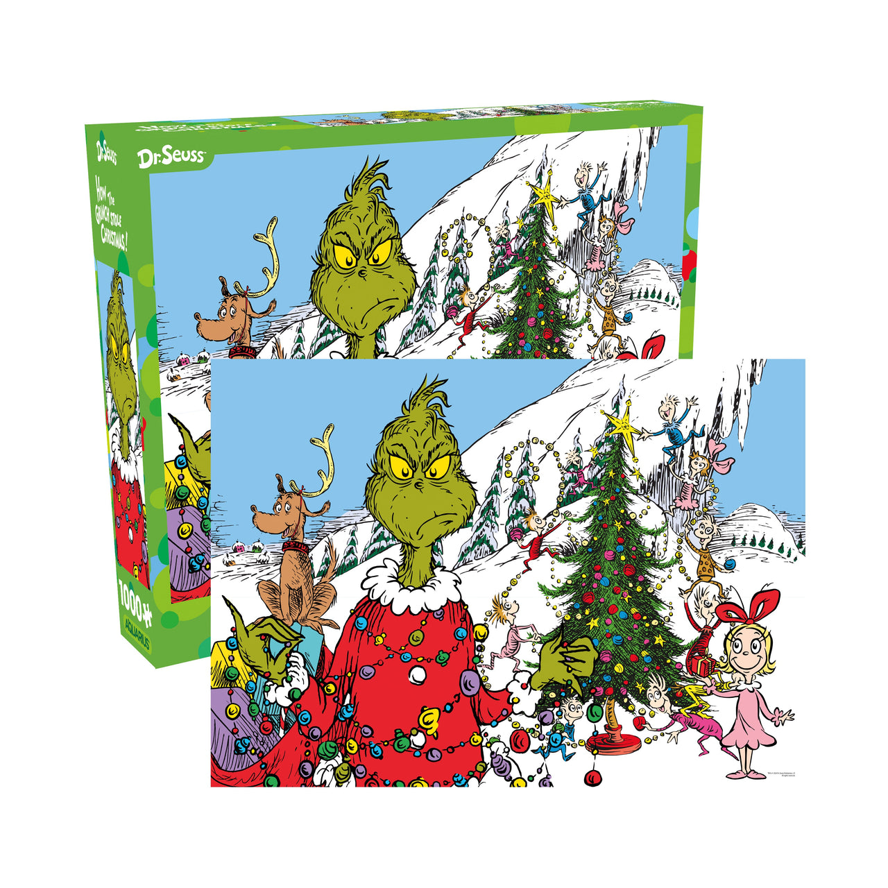Grinch Christmas 1000 Piece Glitter Snow Jigsaw Puzzle – 3 PC PPK