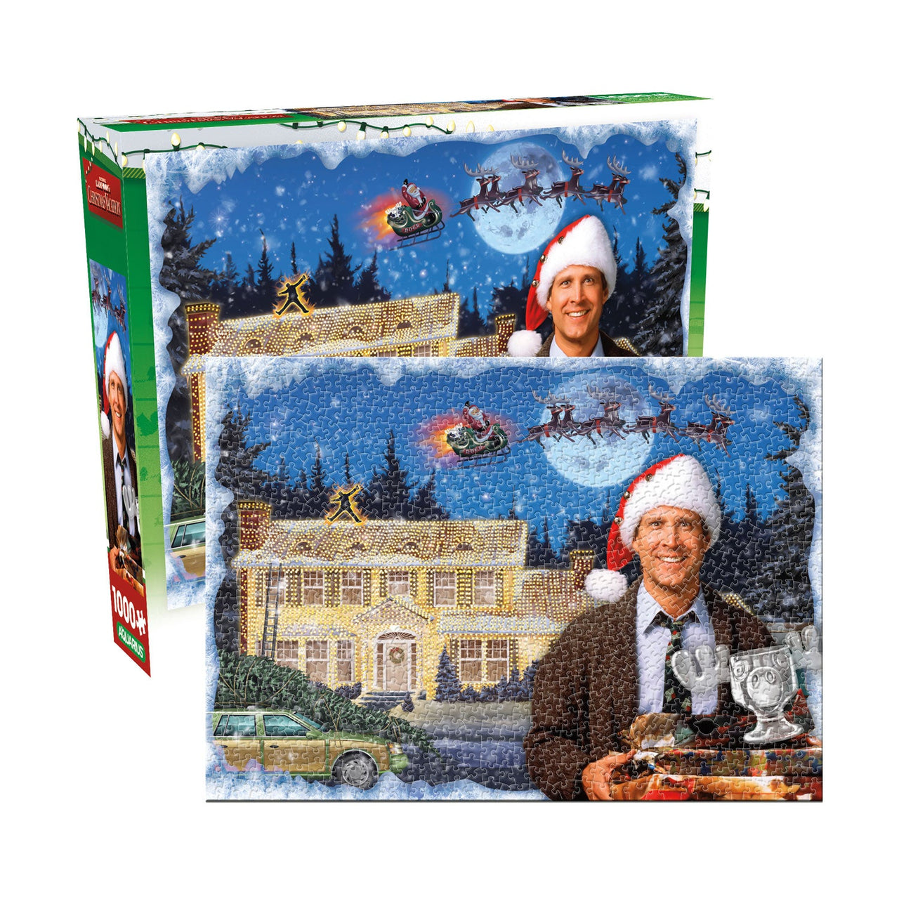 Christmas Vacation 1000 Piece Glitter Snow Jigsaw Puzzle – 3 PC PPK