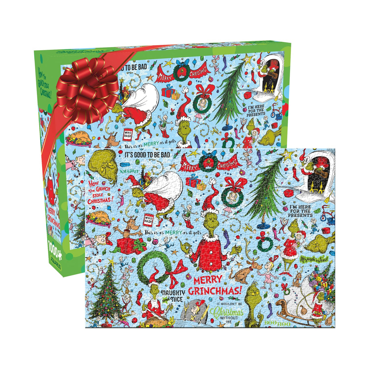 Grinch Wrapping Paper 1000 Piece Jigsaw Puzzle – 3 PC PPK