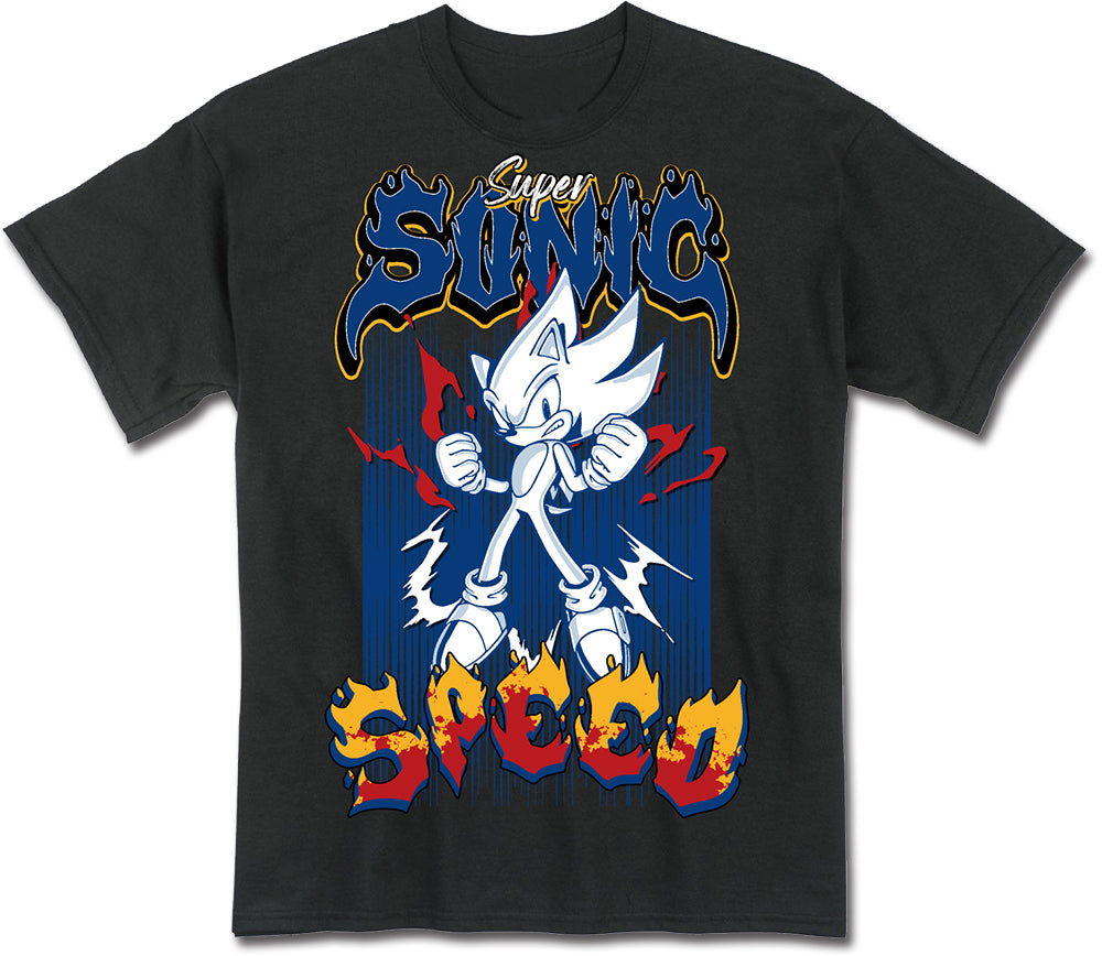 SONIC CLASSIC - SUPER SONIC SPEED BLACK MEN'S T-SHIRT