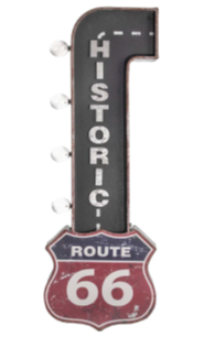 30x9 - ROUTE 66 - 2 SIDED METAL SIGN WITH BULBS- (2 PC PREPACK - $27.50 EACH)