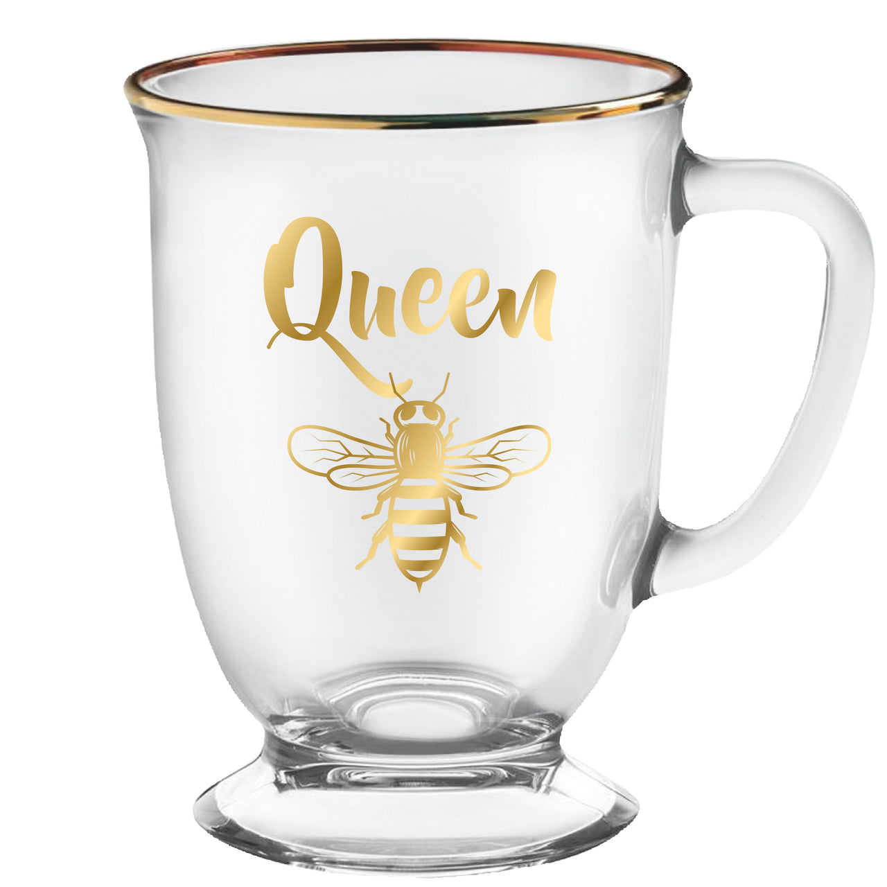 Queen Bee Glass Footed Cafe Mug (16oz) – 4 PC PPK