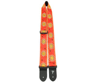 Thumbnail for Yellow Suns On Red Jacquard with Leather Ends