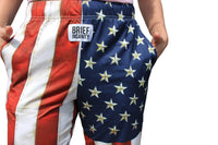 Thumbnail for American Flag Pajama Lounge Pants front close up view on model
