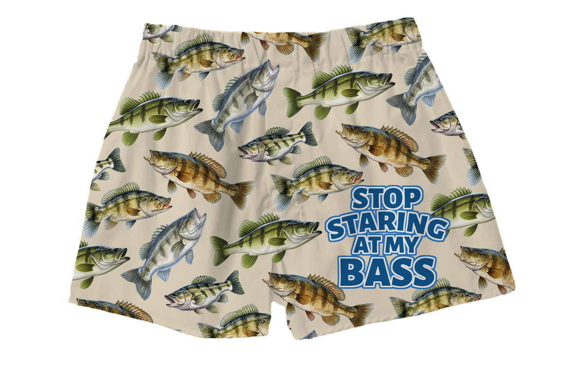 BRIEF INSANITY Stop Staring At My Bass Boxer Shorts 