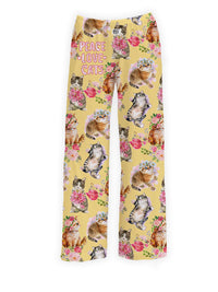 Thumbnail for BRIEF INSANITY's Peace, Love & Cats Pajama Lounge Pants
