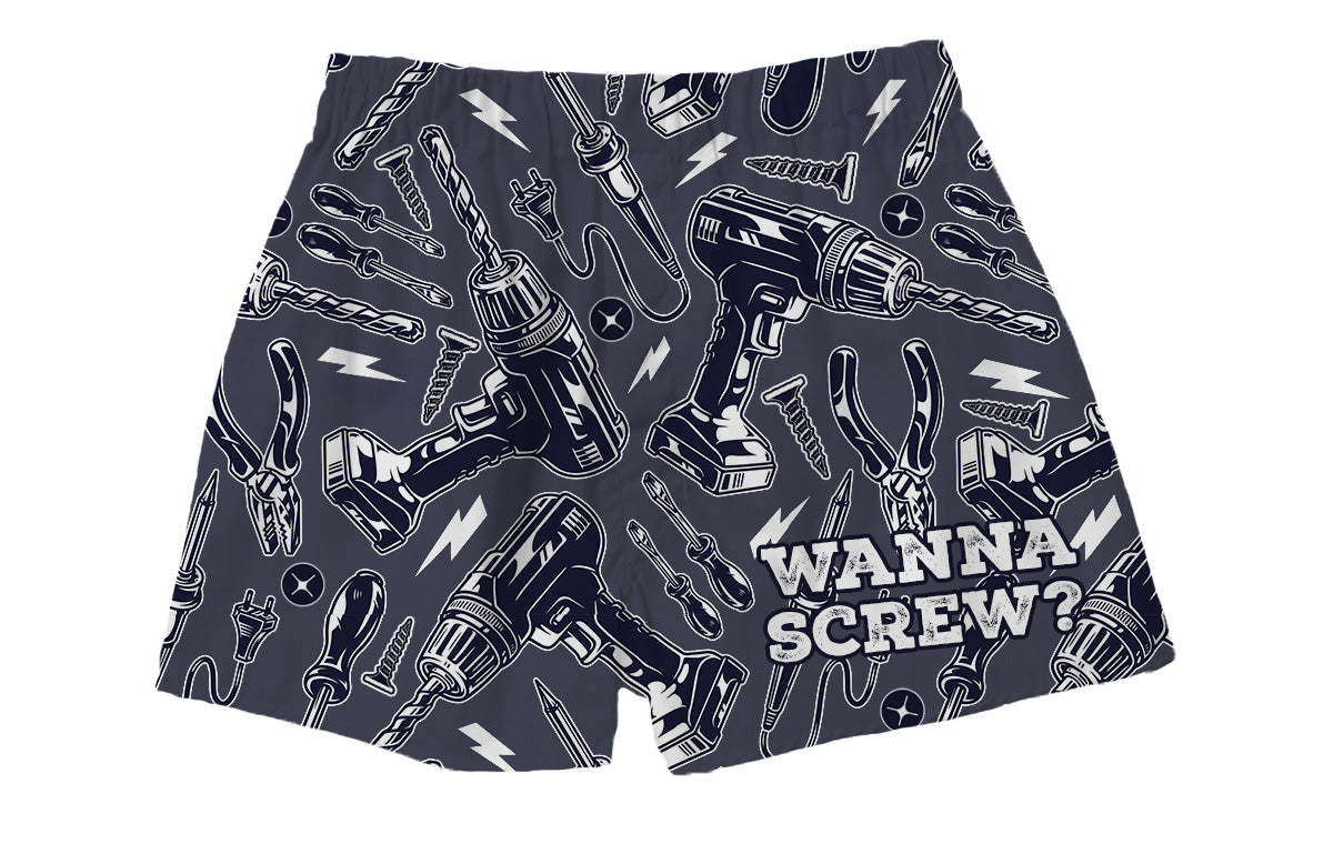 BRIEF INSANITY Wanna Screw Boxer Shorts