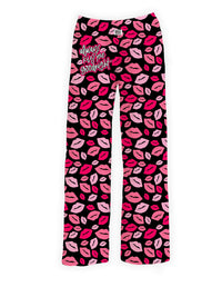 Thumbnail for BRIEF INSANITY's Black and Pink Always Kiss Me Goodnight Pajama Lounge Pants