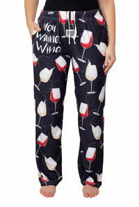 Thumbnail for Waist down photo of model wearing You Whine I Wine pajama lounge pants front view (white background)