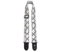 Thumbnail for Black and White Faux Snake Skin Guitar Strap with Triglide