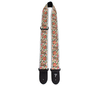 Thumbnail for White with Floral Trail Jacquard Guitar Strap with Triglide