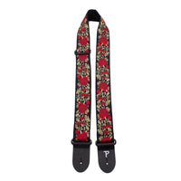 Thumbnail for RED/GOLD ROSES ON BLACK JACQUARD GUITAR STRAP