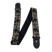 Thumbnail for BLACK/GOLD ROSES ON BLACK JACQUARD GUITAR STRAP