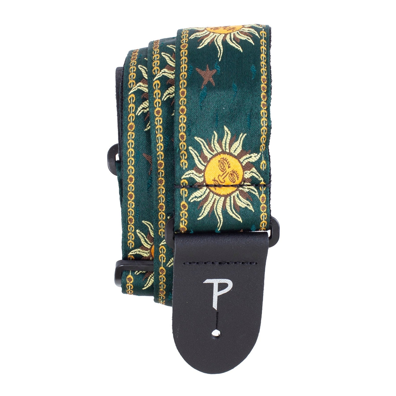 EMERALD GREEN JACQUARD WITH LEATHER ENDS