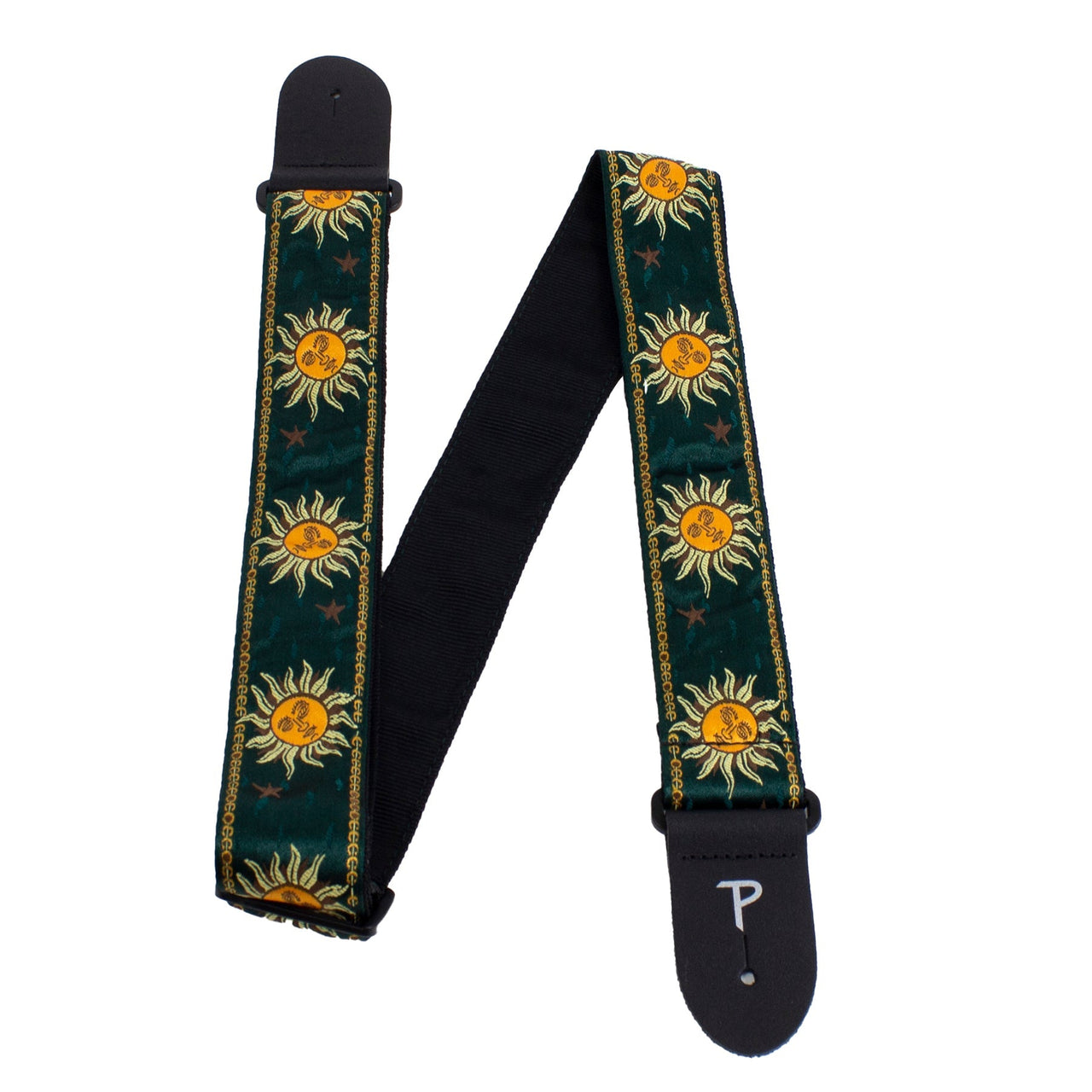 EMERALD GREEN JACQUARD WITH LEATHER ENDS